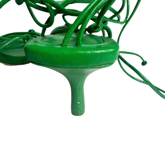 ZARA TIE STRAP HEELED SANDALS Faux Leather Strappy Ankle Lace Up‎ US 7.5 EU 38 - Picture 9 of 14